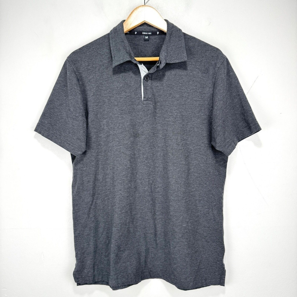 Public Rec Performance Polo Shirt Men Medium Gray Pima Cotton Tencel Stretch